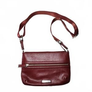 Calvin Klein Women's Red Leather Crossbody Shoulder Bag